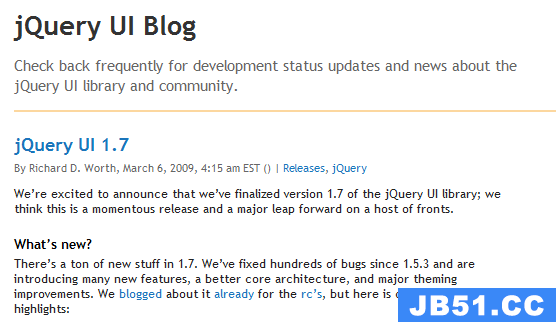 有关 jQuery UI 1.7 的基本信息